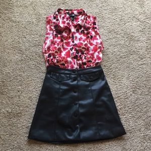 Leopard print button up sleeveless blouse